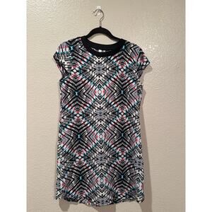 Xhileration Illusion Bold color black white neon shirt dress sz M